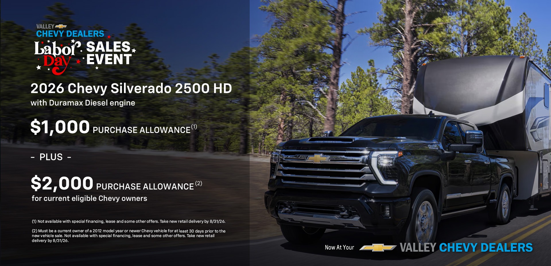 2026 Silverado 2500 PURCHASE ALLOWANCE Labor Day Slide