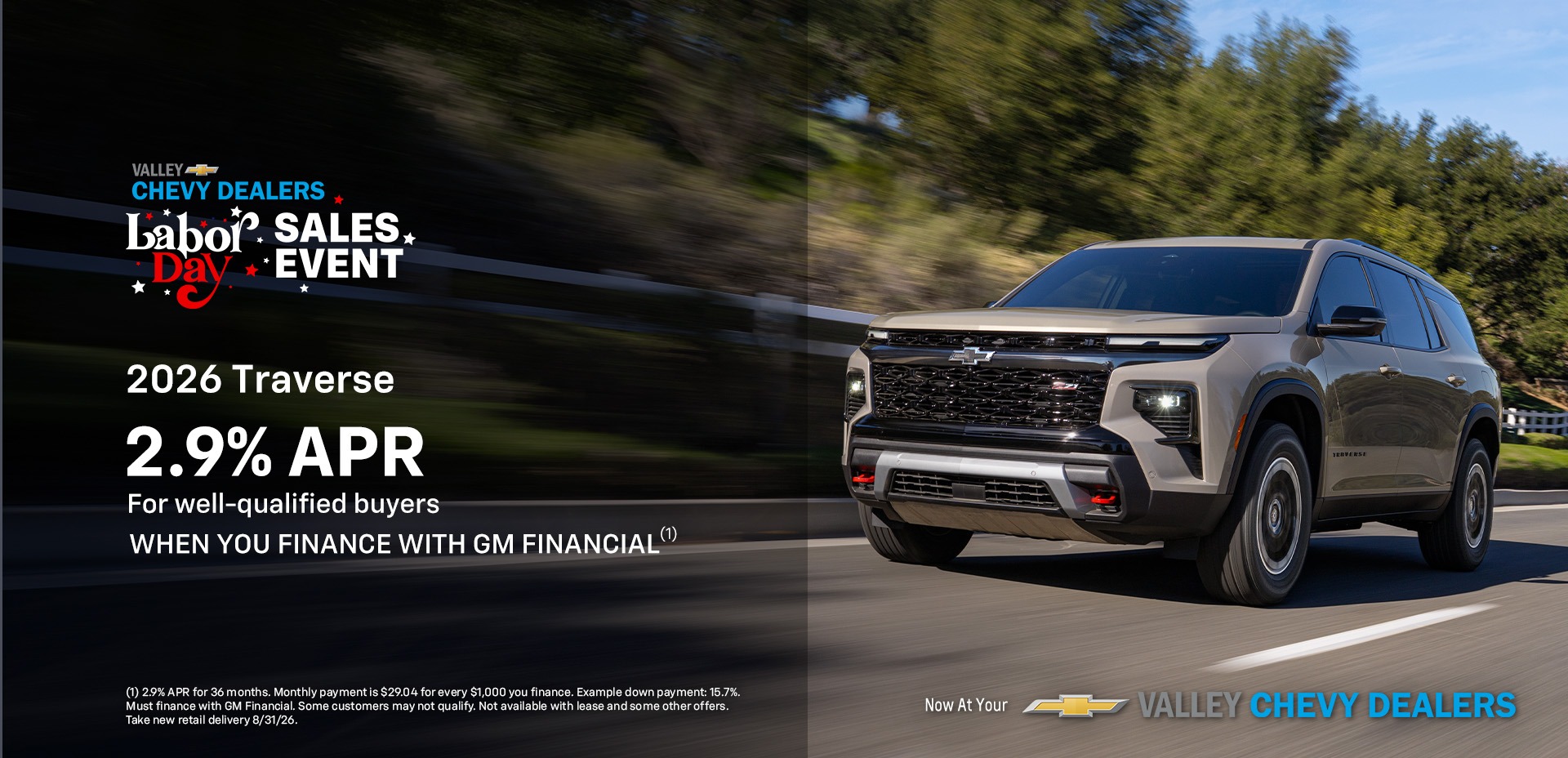 2026 Traverse 2.9% APR Labor Day Slide